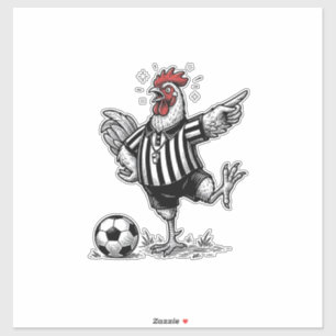 Grappig Kip Voetbal Vintage Gravure Shirt_1 Sticker
