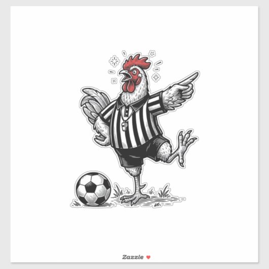 Grappig Kip Voetbal Vintage Gravure Shirt_1 Sticker (Vel)