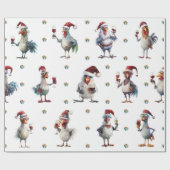Grappig Kip Wijn Party Kerstvakantie Wit Cadeaupapier (Vlak)
