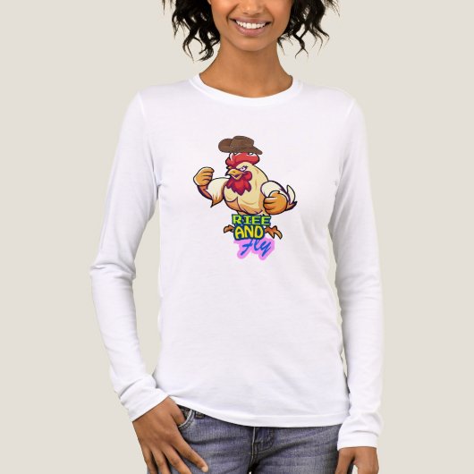 Grappig Kippen 'Sta Op en Vlieg' T-Shirt (Voorkant volledig)