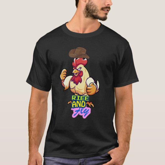 Grappig Kippen 'Sta op en Vlieg' T-shirt (Voorkant)