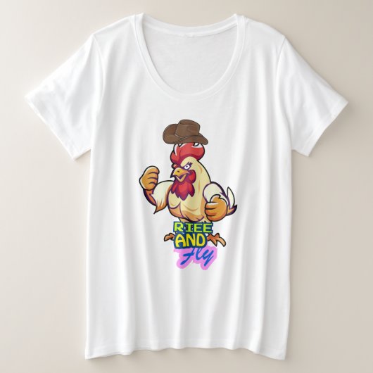 Grappig Kippen 'Sta Op en Vlieg' T-Shirt (Design voorkant)
