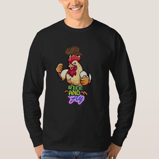 Grappig Kippen 'Sta Op en Vlieg' T-Shirt (Voorkant)