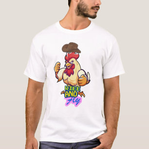 Grappig Kippen 'Sta Op en Vlieg' T-Shirt