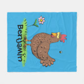 Grappig kippenbijtende cartoon illustratie fleece deken (Voorkant (Horizontaal))