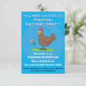 Grappig kippenbijtende cartoon illustratie kaart (Staand voorkant)