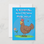 Grappig kippenbijtende cartoon illustratie kaart (Achterkant)