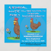 Grappig kippenbijtende cartoon illustratie kaart (Voorkant / Achterkant)