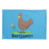 Grappig kippenbijtende cartoon illustratie kussensloop (Achterkant)