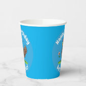 Grappig kippenbijtende cartoon illustratie papieren bekers (Links)