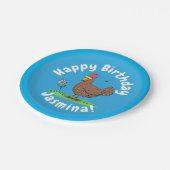 Grappig kippenbijtende cartoon illustratie papieren bordje (Gekanteld)