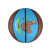 Grappig kippenbijtende witte cartoon basketbal (Verticaal)