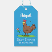 Grappig kippenbijtende witte cartoon cadeaulabel (Achterkant)
