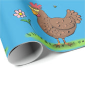 Grappig kippenbijtende witte cartoon cadeaupapier (Rol Hoek)