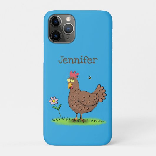Grappig kippenbijtende witte cartoon Case-Mate iPhone case (Achterkant)