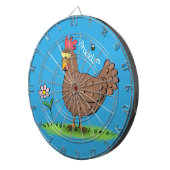 Grappig kippenbijtende witte cartoon dartbord (Voorkant Rechts)