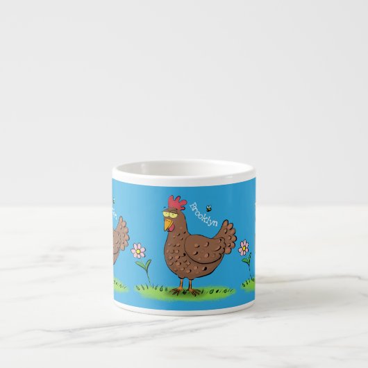 Grappig kippenbijtende witte cartoon espresso kop (Voorkant)