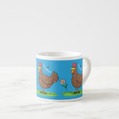 Grappig kippenbijtende witte cartoon espresso kop (Voorkant rechts)