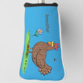 Grappig kippenbijtende witte cartoon golfheadcover (Draai 90)