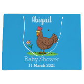 Grappig kippenbijtende witte cartoon groot cadeauzakje (Voorkant)