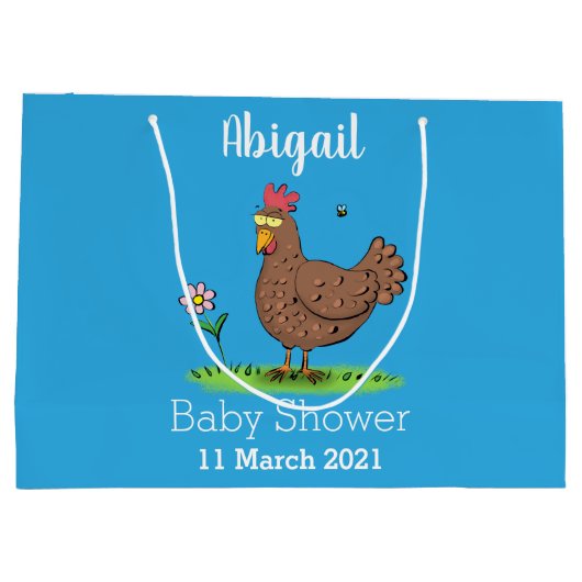 Grappig kippenbijtende witte cartoon groot cadeauzakje (Achterkant)