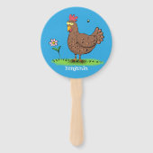 Grappig kippenbijtende witte cartoon handwaaier (Achterkant)