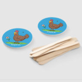 Grappig kippenbijtende witte cartoon handwaaier (Niet-gemonteerd)