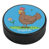 Grappig kippenbijtende witte cartoon hockey puck (3/4)
