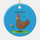 Grappig kippenbijtende witte cartoon keramisch ornament (Achterkant)