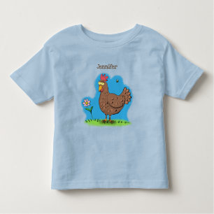 Grappig kippenbijtende witte cartoon kinder shirts