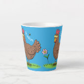 Grappig kippenbijtende witte cartoon latte mok (Voorkant)