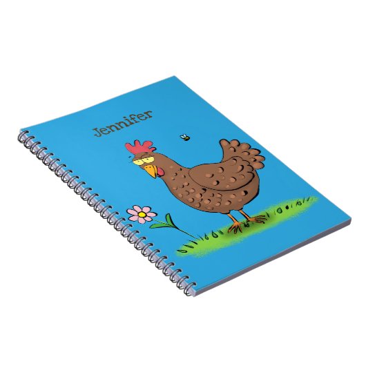 Grappig kippenbijtende witte cartoon notitieboek (Rechterzijde)