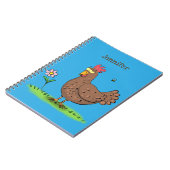 Grappig kippenbijtende witte cartoon notitieboek (Linkerzijde)