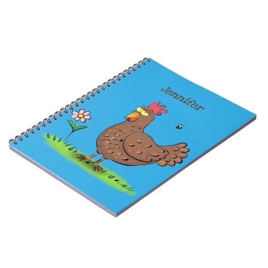 Grappig kippenbijtende witte cartoon notitieboek (Linkerzijde)