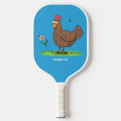 Grappig kippenbijtende witte cartoon pickleball paddle (Voorkant)