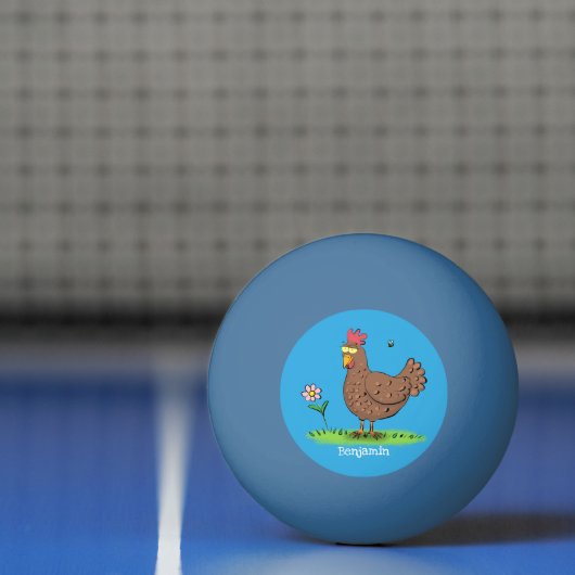 Grappig kippenbijtende witte cartoon pingpongbal (Net)