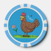 Grappig kippenbijtende witte cartoon poker chips (Voorkant)