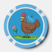 Grappig kippenbijtende witte cartoon poker chips (Achterkant)