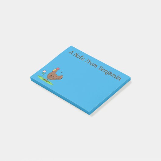 Grappig kippenbijtende witte cartoon post-it® notes (Schuin)