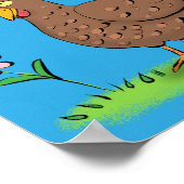 Grappig kippenbijtende witte cartoon poster (Hoek)