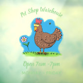 Grappig kippenbijtende witte cartoon raamsticker (Vel 3)