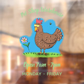 Grappig kippenbijtende witte cartoon raamsticker (Vel 2)