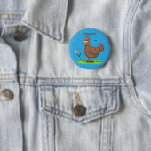 Grappig kippenbijtende witte cartoon ronde button 5,7 cm (In situ)