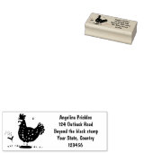 Grappig kippenbijtende witte cartoon rubberstempel (Gestempeld)