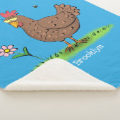 Grappig kippenbijtende witte cartoon sherpa deken (3/4)