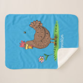 Grappig kippenbijtende witte cartoon sherpa deken (Voorkant (horizontaal))