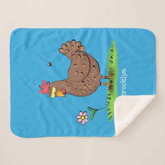 Grappig kippenbijtende witte cartoon sherpa deken (Voorkant (horizontaal))