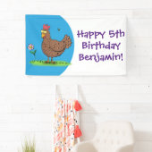 Grappig kippenbijtende witte cartoon spandoek (Insitu)