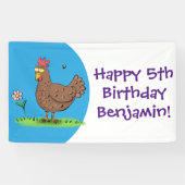 Grappig kippenbijtende witte cartoon spandoek (Horizontaal)