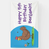 Grappig kippenbijtende witte cartoon spandoek (Verticaal)